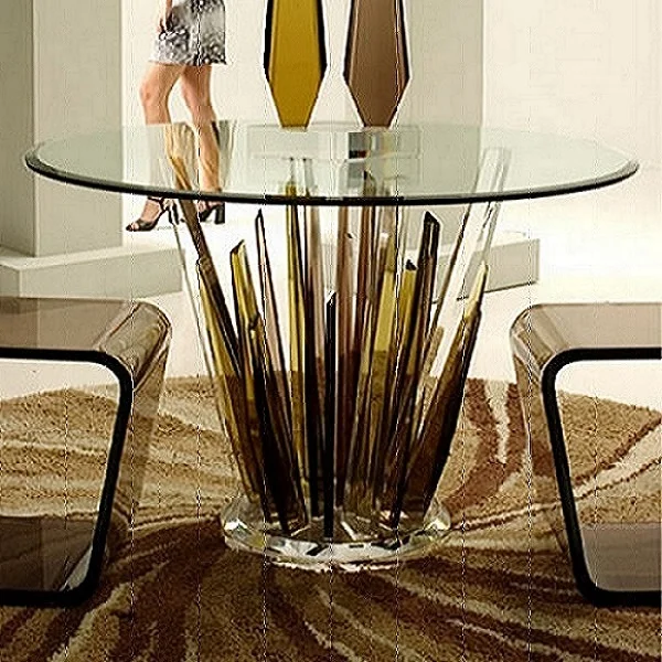 2021 High Quality New design Acrylic Round dining table with Led Light