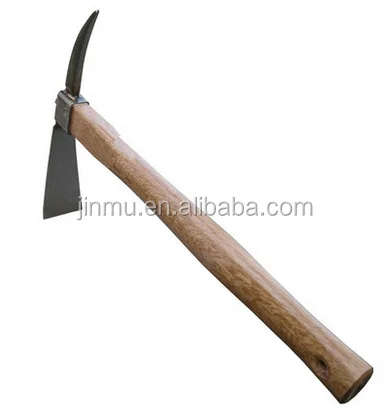 Farming tool of small pickaxe with short wood handle
