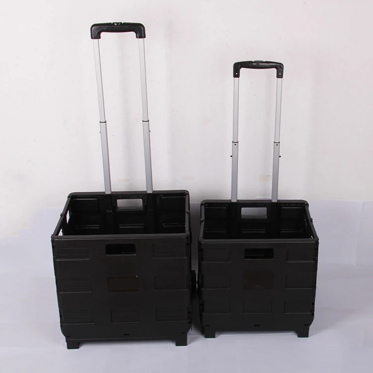 25KG Foldable Multi-function Rolling Shopping Cart /Two-wheeled Plastic Handle Utility Cart