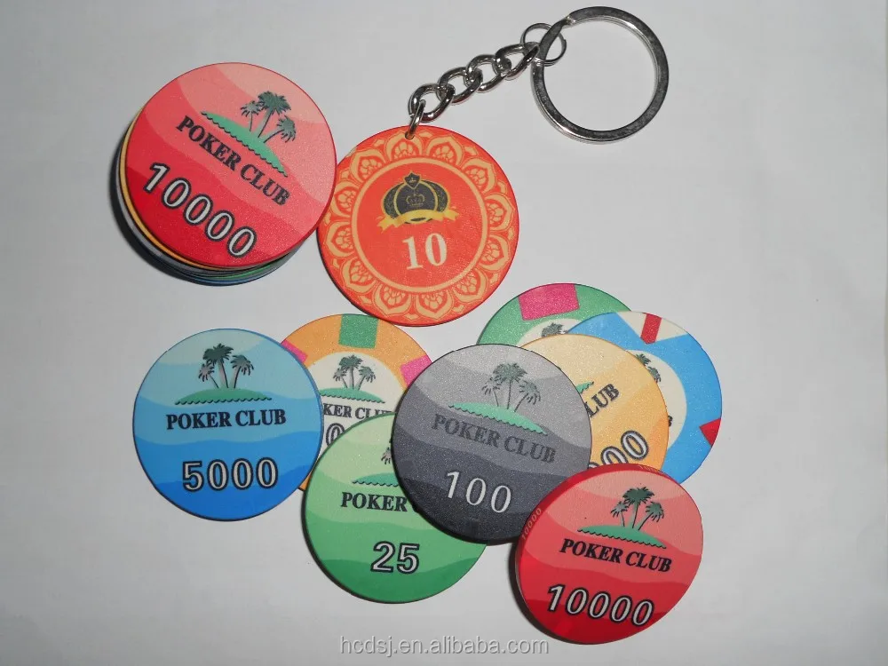43MM ceramic poker Chip Key Chain 13.5g Custom Ceramic Blank Poker Chips