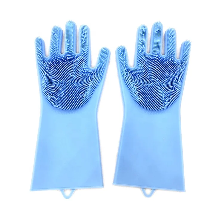 Food grade silicone rubber gloves scrubber silicone rubber dish washing cleaning brush glove for car