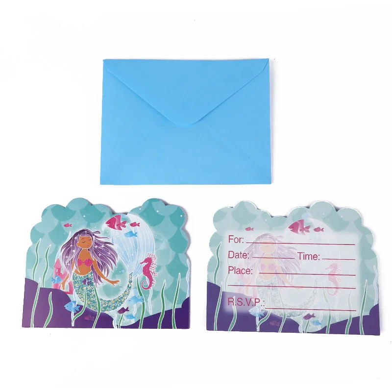 Новый продукт, набор праздничных принадлежностей «русалка», 9 дюймов, обеденные тарелки, салфетки, бумажная чашка для детей, украшение для дня рождения, оптовая продажа