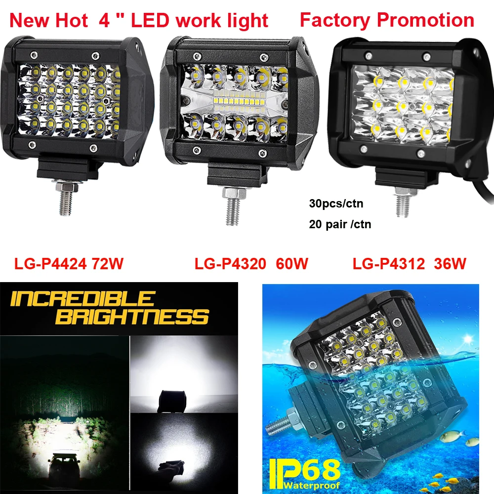 
4' 60W Motorcycle Lighting System LED Driving Fog Light Auto Lighting Offroad Truck &nbsp;Led Spot Light &nbsp;Pods 4inch Triple Row Spot Flood Combo Beam 3 rows 4'' 60W LED Driving Work Fog Light Bar