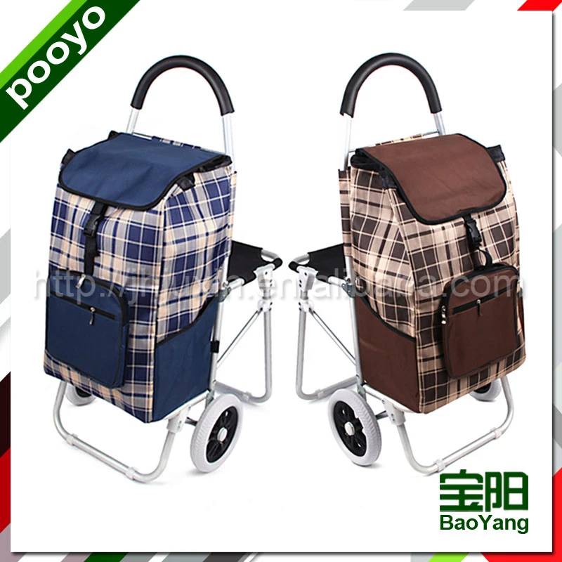 Portable shopping cart with bag and seat shopping trolley