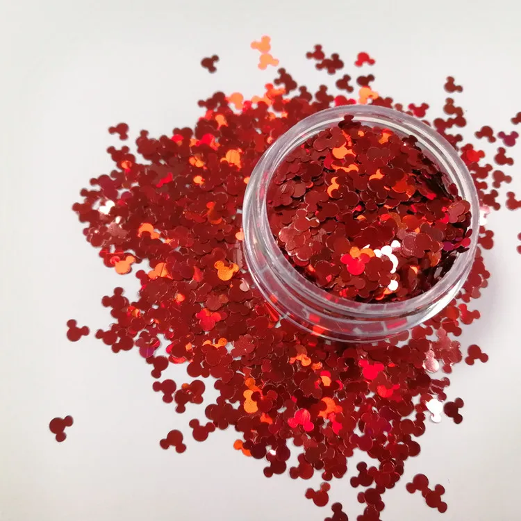 wholesale Hot selling mickey mouse shape cosmetic holographic chunky glitter powder bulk
