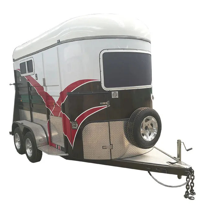 Colorful deluxe 2 horse trailer with  cabinet