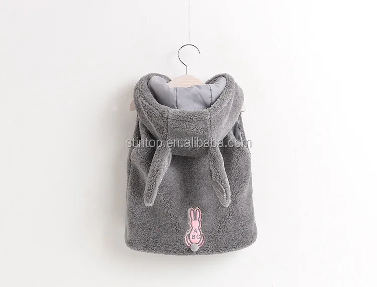 Autumn and winter new rabbit ears hats lambs wool vest baby rabbit waistcoat children hooded vest