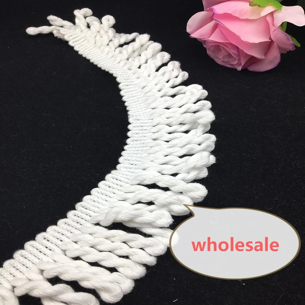 wenzhou kaiyuan supplier wholesale beach towel tassel thick soft white cotton bullion fringe trim