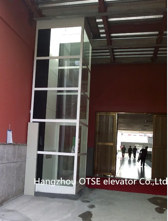 Manual elevator screw drive lift for sale with glass shaft