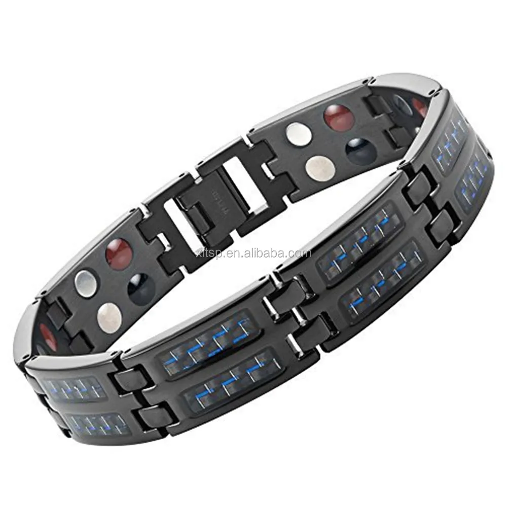 
2019 fashion mens carbon fiber bracelet bio magnetic energy bracelet 