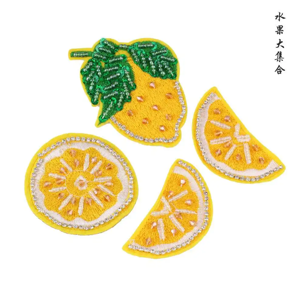 SHANGJIN FASHION Wholesale Different design Hand-Beaded Iron on Fruit patch for garments and shoes
