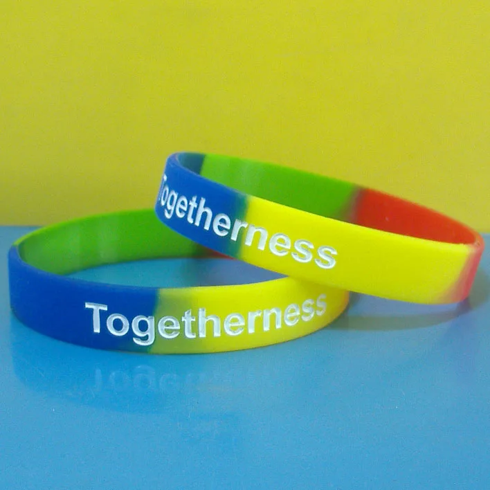 Colorful Rainbow Silicone Bracelets/7  Colors Segmented Silicone Wristbands/Rainbow Bands