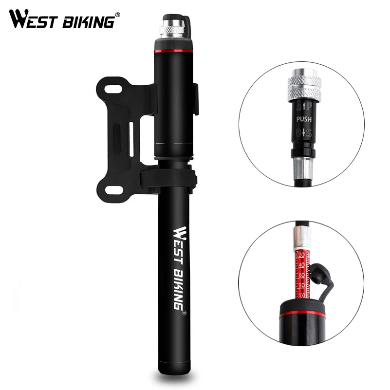 WEST BIKING High Pressure Portable Bike Tool Mini Air Pump with Presta Schrader Mini Basketball Bike Bicycle Hand Tire Air Pump