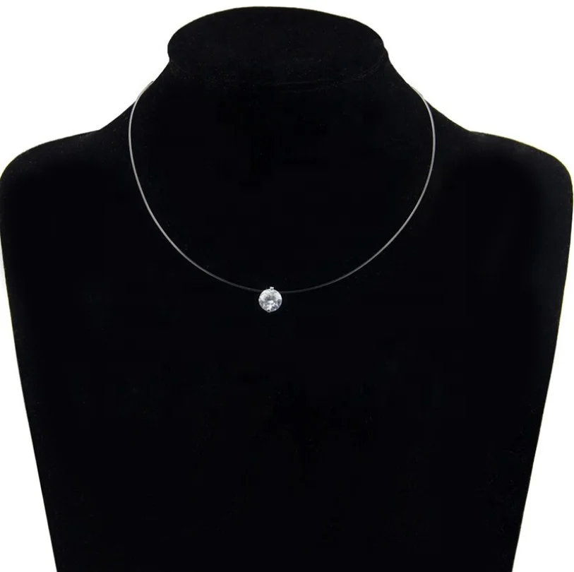 
China Factory Simple Zircon cz Stone Pendant Jewelry Black Cord Crystal Necklace 
