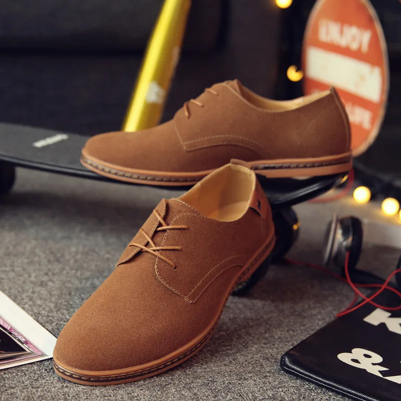Multiple Colors Men Lace Up Plus Size 38-48 Suede Leather Dress Shoes