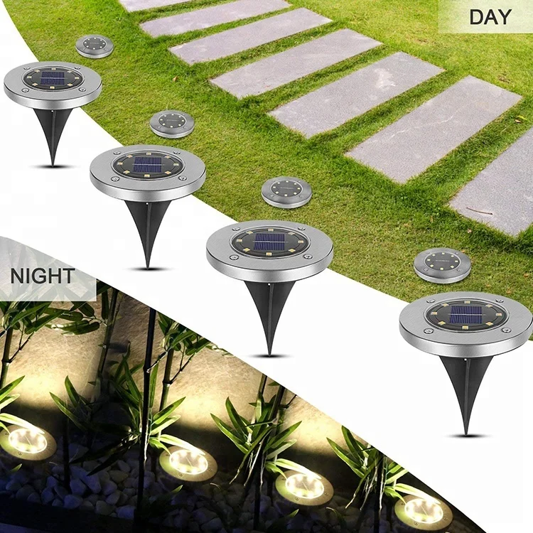 
Waterproof 4/8 LED disk light solar ground light solar garden light for Landscape Home Yard Driveway Lawn pathway 