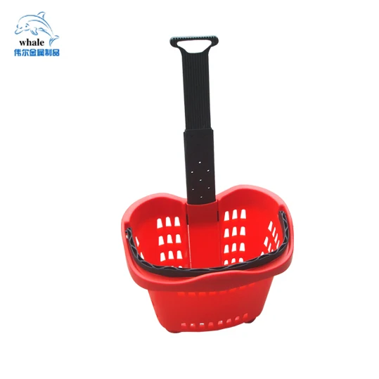 Single Handle Supermarket Basket With Wheels