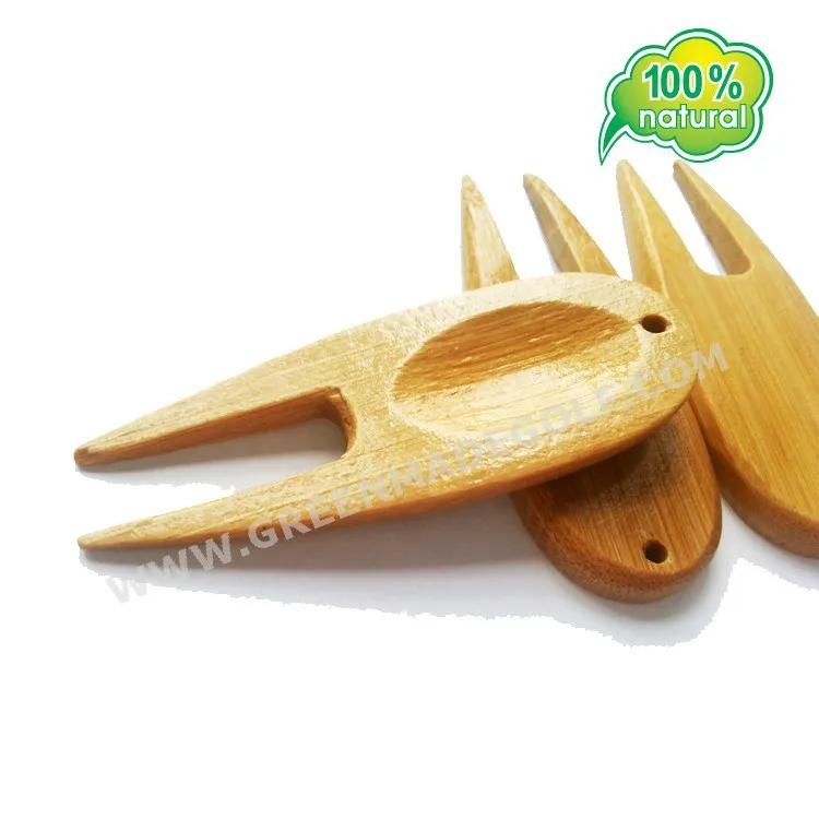Bamboo accessories Golf divot repair pitch fork with customized logo