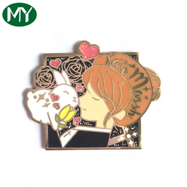 China manufacturers pink girl custom lapel pins hard enamel