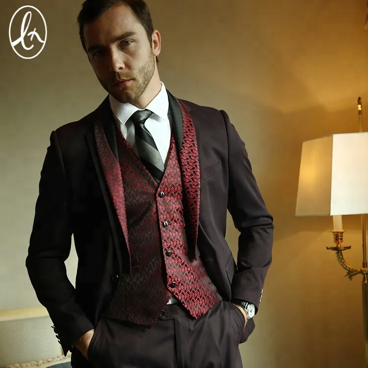 Newest tailored wine red one button italy men suits