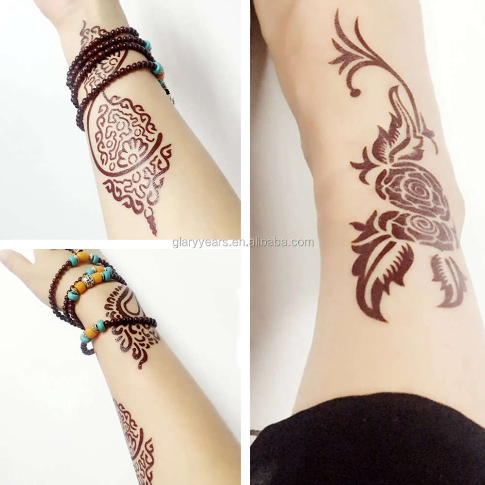 
Custom Special Brown Henna Indian Body Tattoo Stickers Ink 