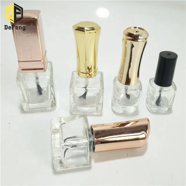 Wholesale 6ml 8ml 12ml 16ml square shape nail polish glass bottle gel nail polish bottle with cap and brush