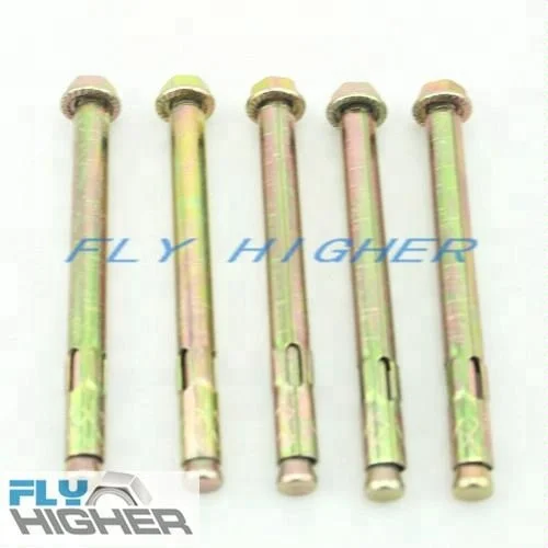 M8 sleeve anchor hex flange nut yellow zinc plated