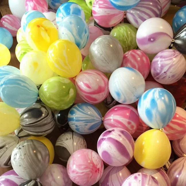 100Pcs 12inch Wedding Decoration Colorful Latex Agate Marble Balloons for Baby Shower Birthday Party Decor Supplies Kids Toys