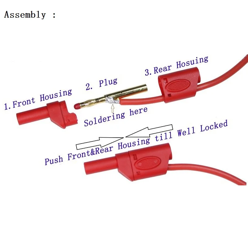 Safety Fully Insulated Multimeter Test Leads 4mm Banana Plugs Male Stackable Connectors CATII600V/32A