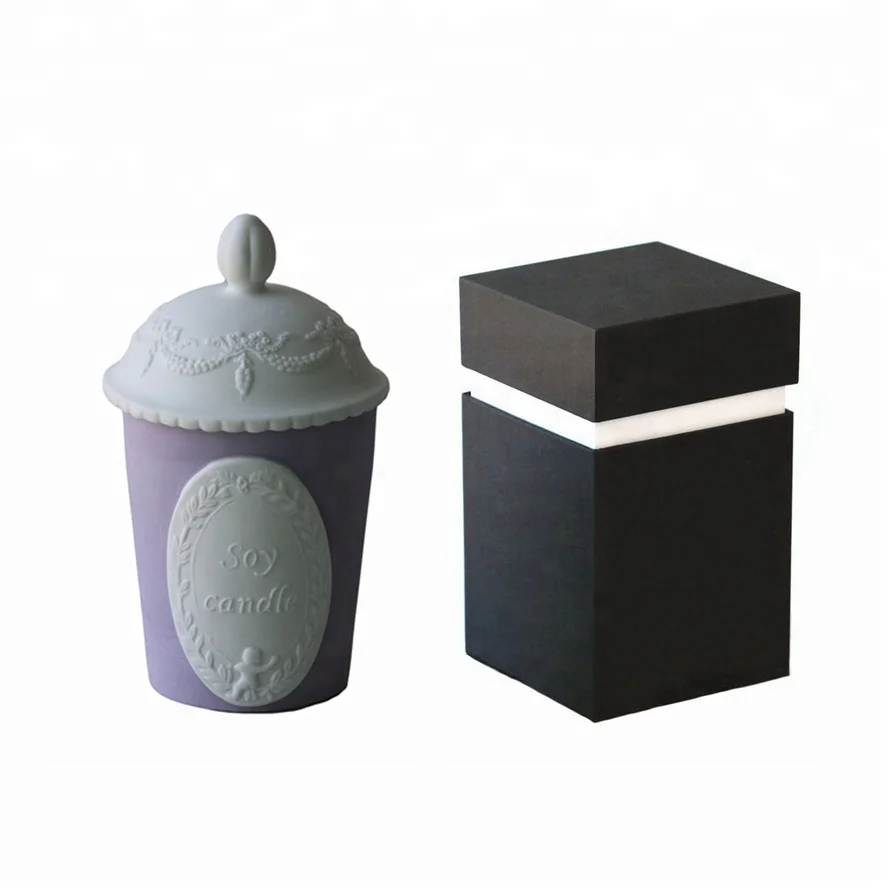  Factory supply luxury scented soy candles aroma ceramic jars holders vessels
