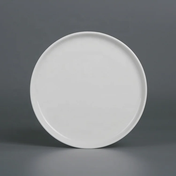 Hot sale flat round cheap white 10' ceramic dish charger  for restaurant