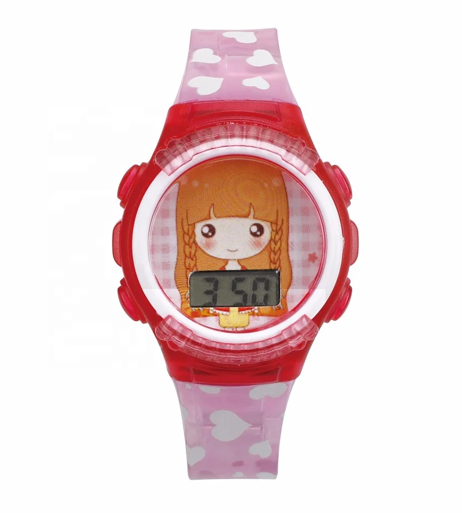 lcd watch for kids can custom cartoon and logo for gift and promotion