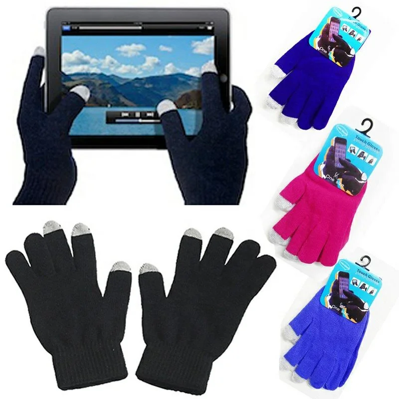 wholesale  acrylic children boys girls  kids knit  smart glove   with print logo