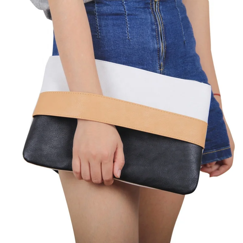 
Leather Women Bag Day wristlet bag Clutches Handbag Casual Patchwork Wristlet Clutch 