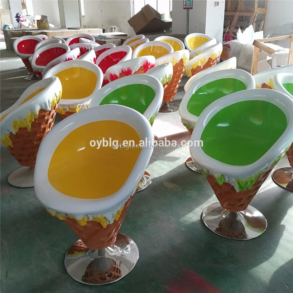 ice cream shaped fiberglass rubbish bin for shopping mall decoration