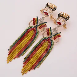 180902609 luxury long crystal tassel earrings wholesale statement earrings rhinestone dangle face  earrings for prom