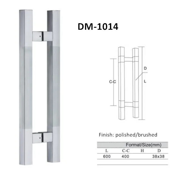 BOTO Square tube stainless steel glass shower glass door pulls