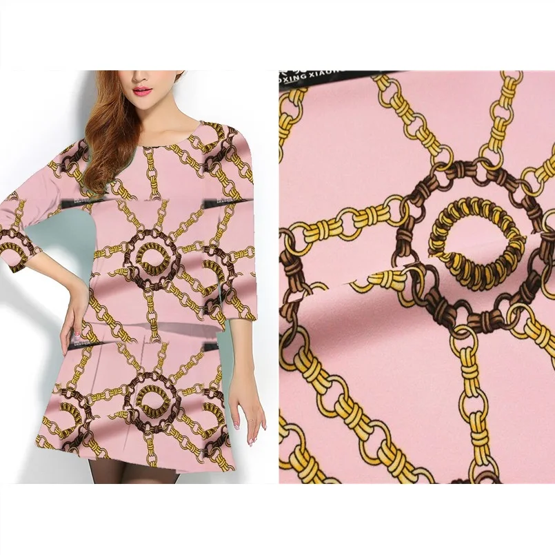 New fashioncable High Quality stretch printed heavy moss crepe fabric printed sweater fabric