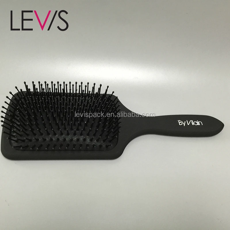 
High class matt black plastic skeleton comb brush with cushion 