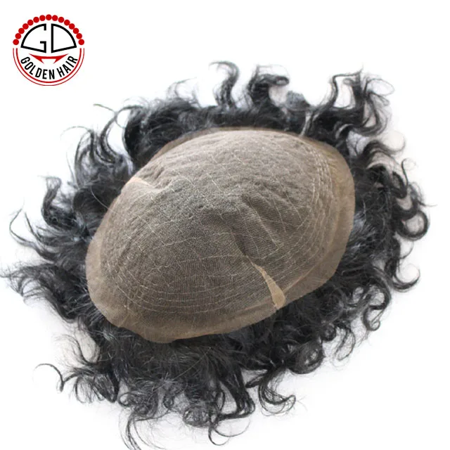 Mens Hair Piece Black Afro Curly Wig Toupee For Black Men