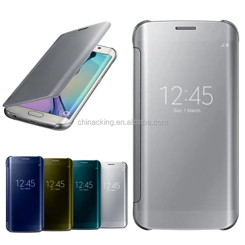 For Samsung Galaxy S6 Clear Case Auto Sleep Wake Mirror Flip Leather Cases