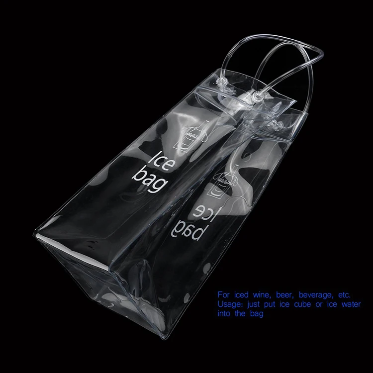 Custom logo transparent pvc tote  bag pvc ice bag for wine
