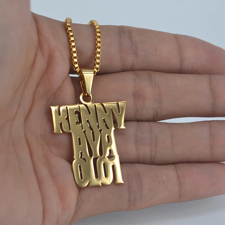 
Stainless Steel Hiphop Two Name Double Name Personalized Gold Necklace 