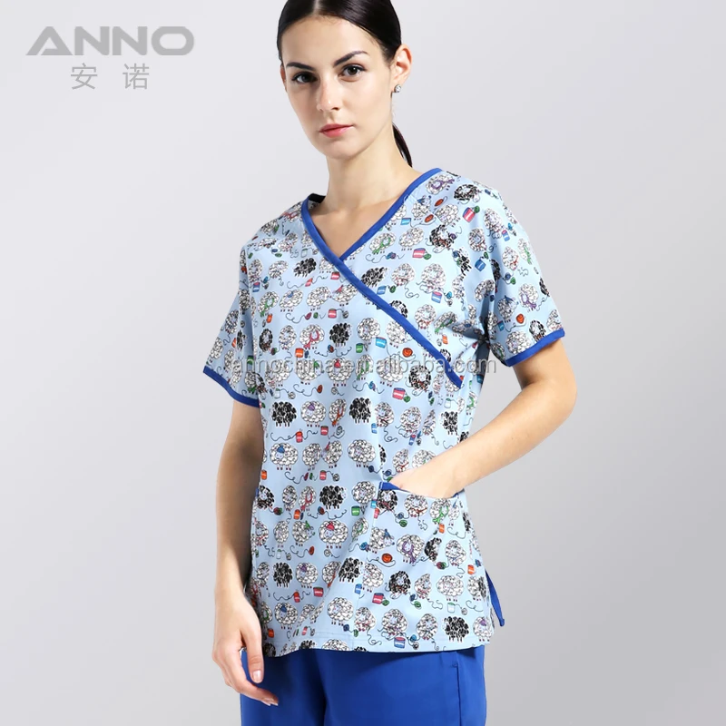 Hot Selling Waterproof Printing Nursing Clothes Hospital Medical Scrubs