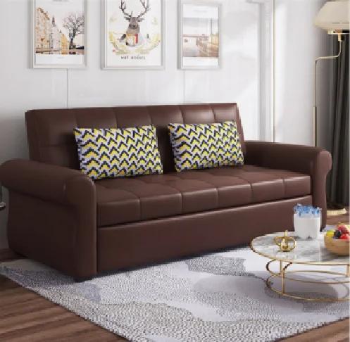 Home living room funiture sleeper couch full grain white recliner cum set leather sofa bed