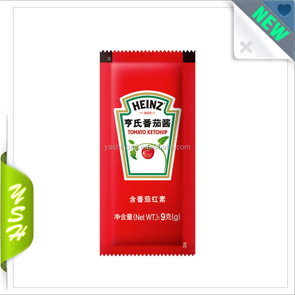 Three Side Seal tomato ketchup packets , Tomato Sauce Packaging Material