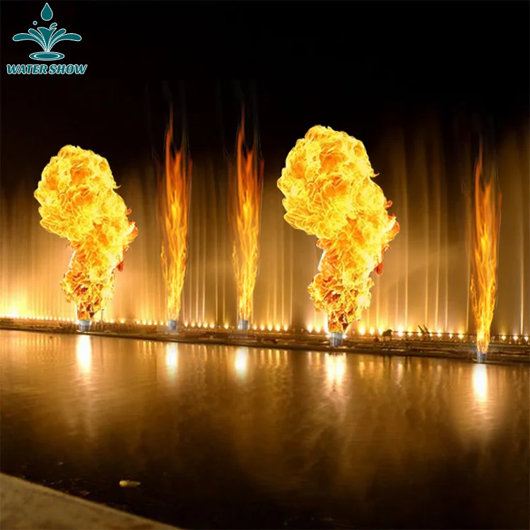 Decorative Outdoor Lake Large Music Dancing Fire Flame Jet Mix Water Fountain For Showing