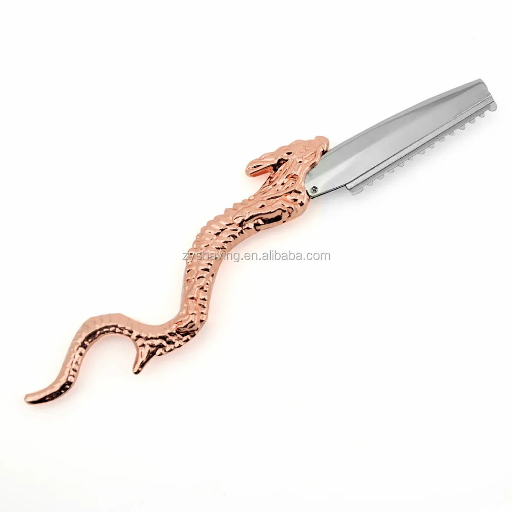 NEW Rose Gold Dragon HairCutting Razor Hairdressing Barber Stylist +10x Blades