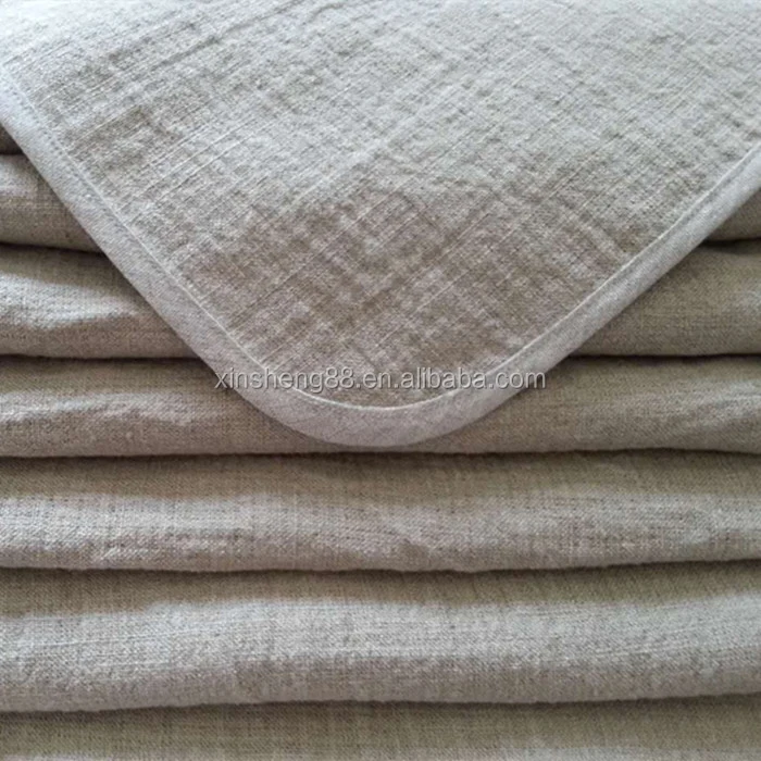 100% French washed linen blanket with stone washed solid colour