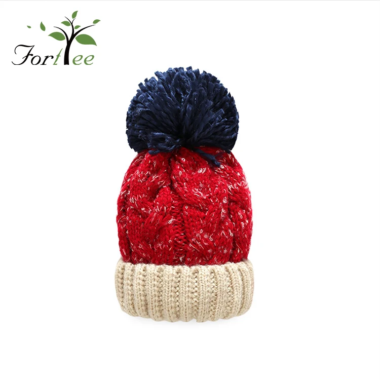Зимние Коренастый pom вязаный узор Дети шапочка шляпы
